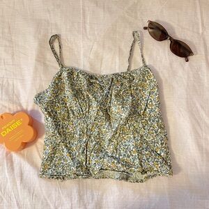 Abercrombie & Fitch Gray and Yellow Floral Camisole